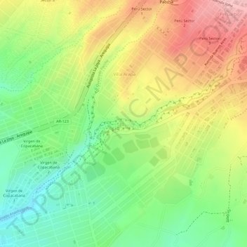 Carte topographique Ruta del Sillar, altitude, relief