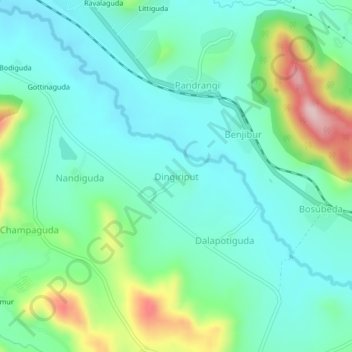 Carte topographique Dingiriput, altitude, relief