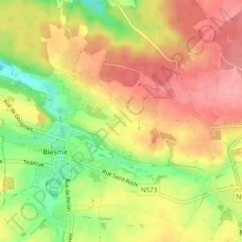 Carte topographique Planois, altitude, relief