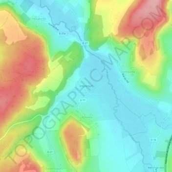 Carte topographique Imbrécourt, altitude, relief