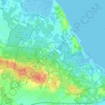 Carte topographique Barnes Hole, altitude, relief