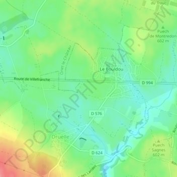 Carte topographique Les Bastides, altitude, relief