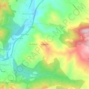 Carte topographique Montepetra, altitude, relief