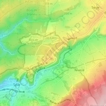 Carte topographique Balmoral, altitude, relief