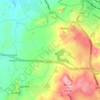 Carte topographique Dunkirk, altitude, relief