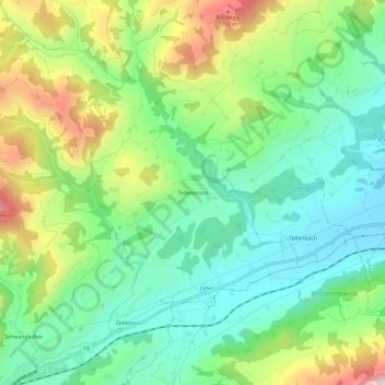 Carte topographique Tellenmoos, altitude, relief