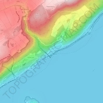Carte topographique Twann, altitude, relief