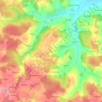 Carte topographique Mais, altitude, relief