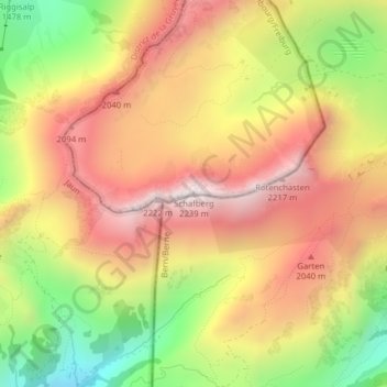 Carte topographique Schafberg, altitude, relief