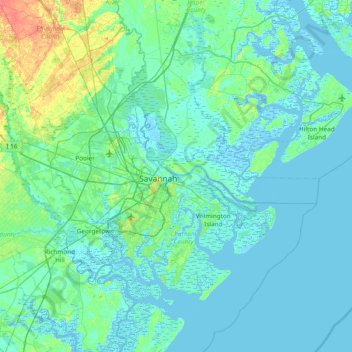 Carte topographique Fig Island, altitude, relief