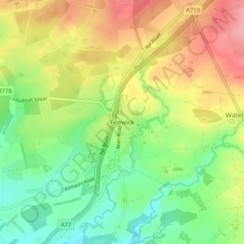 Carte topographique Fenwick, altitude, relief