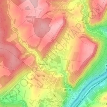 Carte topographique Billek, altitude, relief