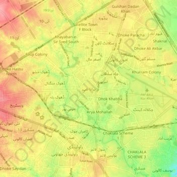 Carte topographique Old City, altitude, relief