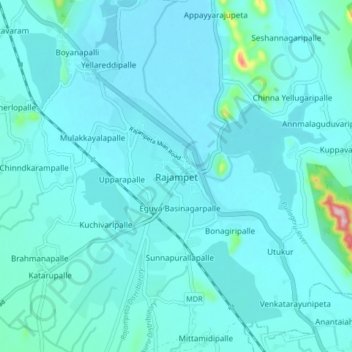 Carte topographique Rajampet, altitude, relief