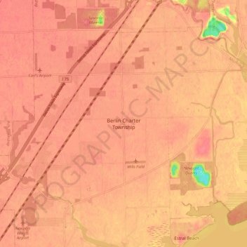 Carte topographique Berlin Township, altitude, relief