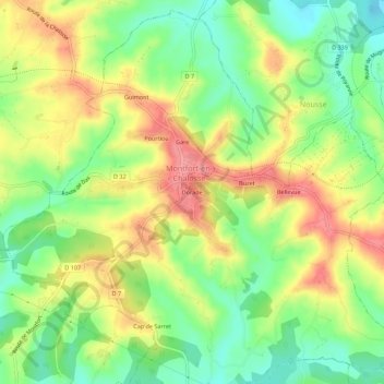 Carte topographique Dorade, altitude, relief