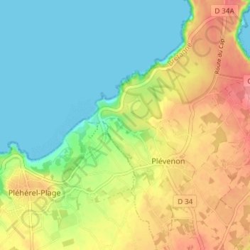 Carte topographique Les Vaux, altitude, relief
