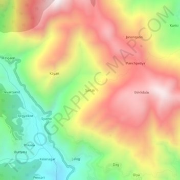 Carte topographique Sartali, altitude, relief