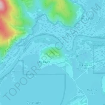 Carte topographique Medicine Mountain, altitude, relief