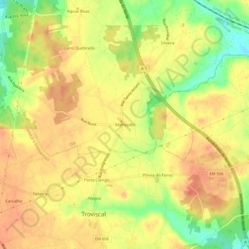 Carte topographique Malhapão, altitude, relief