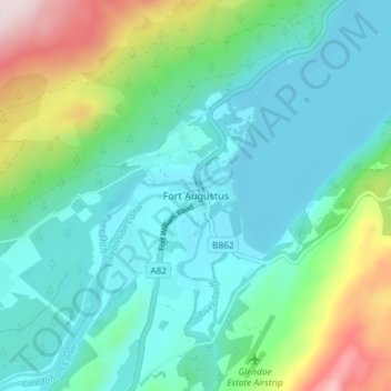 Carte topographique Fort Augustus, altitude, relief