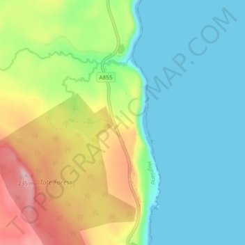 Carte topographique Tobhta Uachdrach, altitude, relief