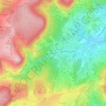Carte topographique Theurey, altitude, relief