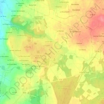 Carte topographique La Mare, altitude, relief