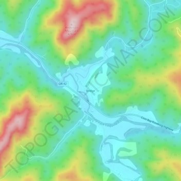 Carte topographique Bridge, altitude, relief