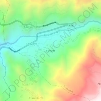 Carte topographique Cumbilla, altitude, relief