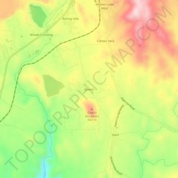 Carte topographique Quartz, altitude, relief