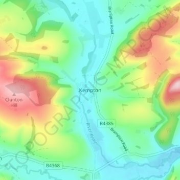 Carte topographique Kempton, altitude, relief