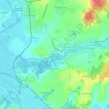 Carte topographique Chez Durand, altitude, relief