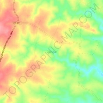Carte topographique Oiticica, altitude, relief