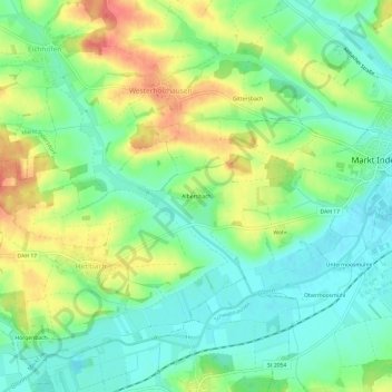 Carte topographique Albersbach, altitude, relief