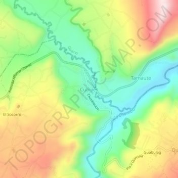 Carte topographique Cubijíes, altitude, relief
