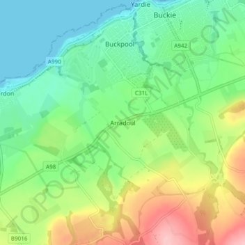 Carte topographique Arradoul, altitude, relief