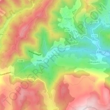 Carte topographique Le Crouzet, altitude, relief