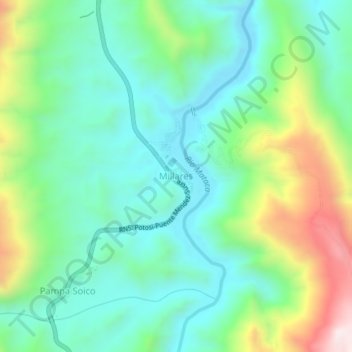 Carte topographique Millares, altitude, relief