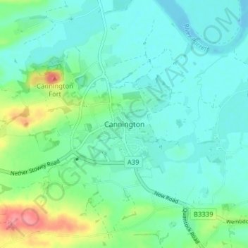 Carte topographique Cannington, altitude, relief