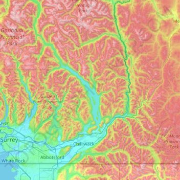 Carte topographique Fraser Valley, altitude, relief