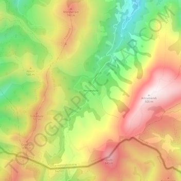 Carte topographique Berrandotz, altitude, relief