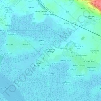 Carte topographique Les Mortiers de l'Angle, altitude, relief