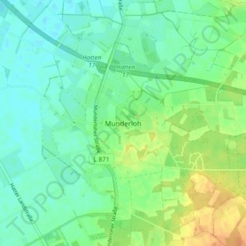 Carte topographique Munderloh, altitude, relief