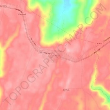 Carte topographique Pehuén, altitude, relief