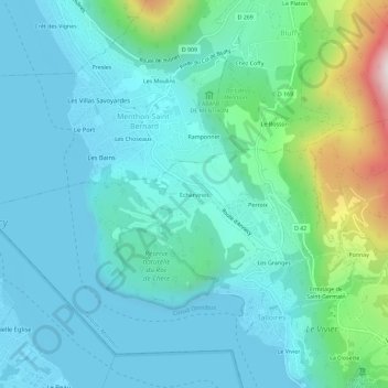 Carte topographique Écharvines, altitude, relief
