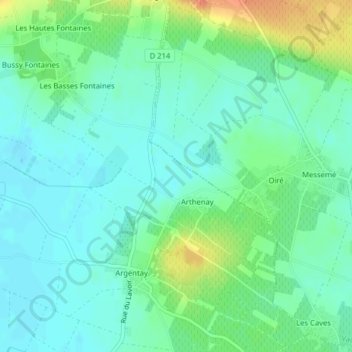 Carte topographique Les Champs de la Grange, altitude, relief