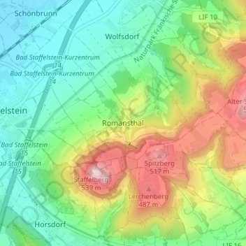 Carte topographique Romansthal, altitude, relief