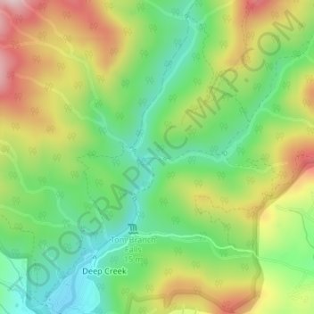 Carte topographique Indian Creek Falls, altitude, relief