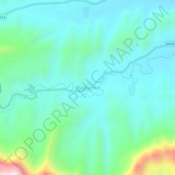 Carte topographique Waghambe, altitude, relief